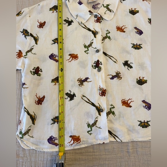 EUC! Tom Tom Linen Frog Shirt, sz M - Picture 12 of 13